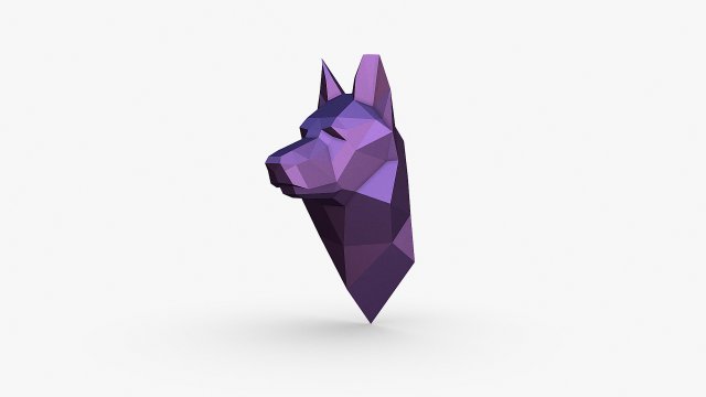 German shepherd head Model Cetak 3D .c4d .max .obj .3ds .fbx .stl .blend 