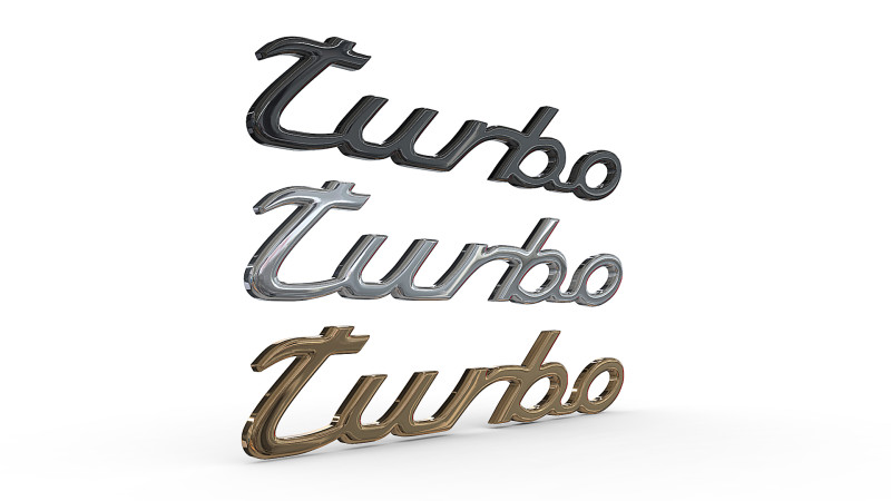 Turbo Porsche emblem nameplate 3D Print Model .c4d .max .obj .3ds .fbx .stl .blend