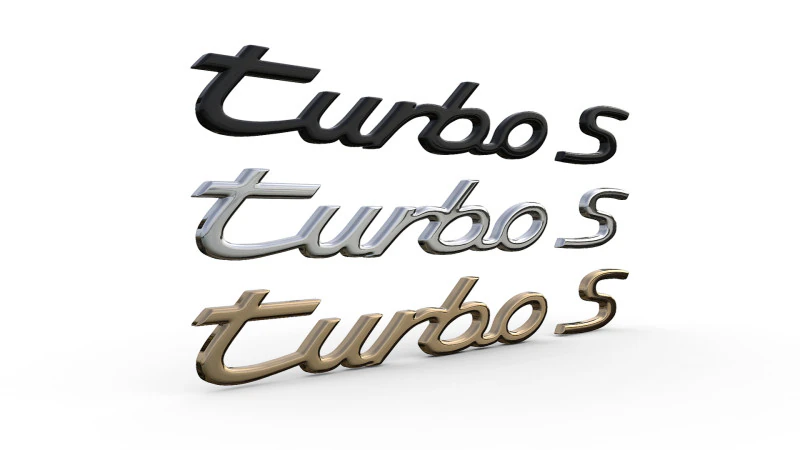 टर्बो की पोर्शे प्रतीक नेमप्लेट 3D प्रिंट मॉडल .c4d .max .obj .3ds .fbx .stl .blend 