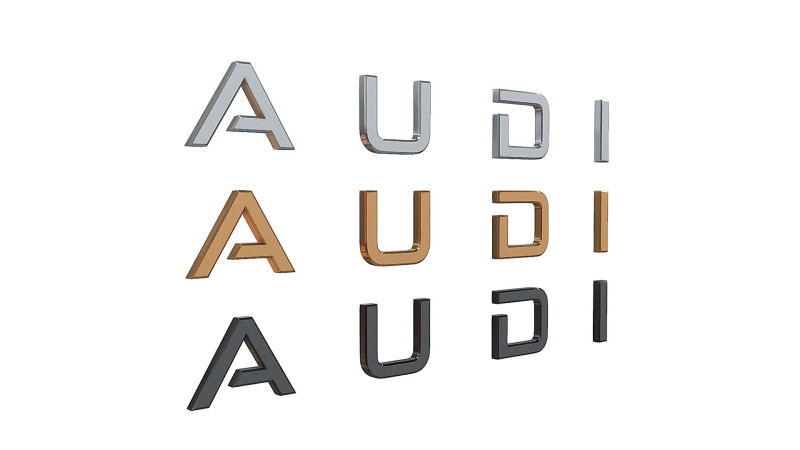 Audi logo nameplate 3D print model Modello di stampa 3D .c4d .max .obj .3ds .fbx .stl .blend 