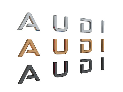 Audi logo nameplate 3D print model 3D प्रिंट मॉडल