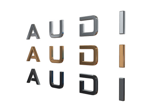 Audi logo nameplate 3D print model Modello di stampa 3D