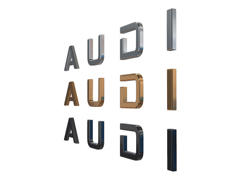 Audi logo nameplate 3D print model Modello di stampa 3D