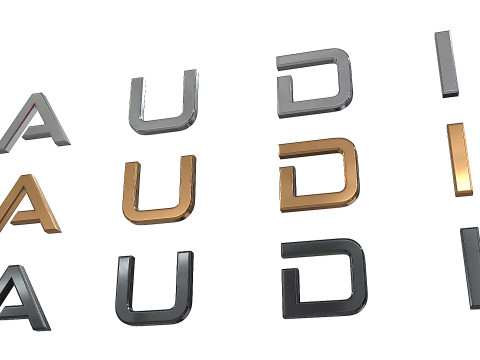 Audi logo nameplate 3D print model Modello di stampa 3D