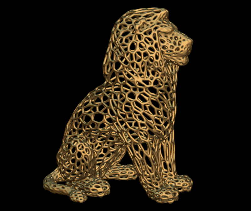 Lion Voronoi Style 3D Print Model .c4d .max .obj .3ds .fbx .stl .blend 
