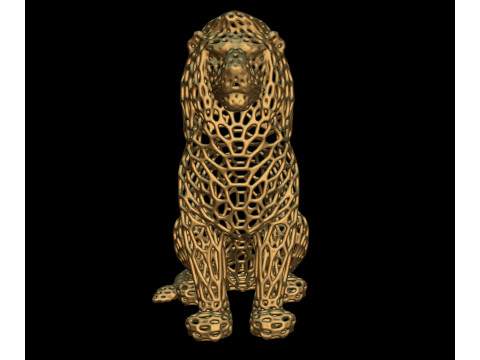 Lion Voronoi Style 3D Print Model