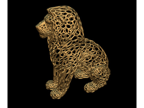 Lion Voronoi Style 3D Print Model
