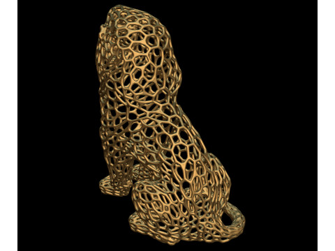 Lion Voronoi Style 3D Print Model