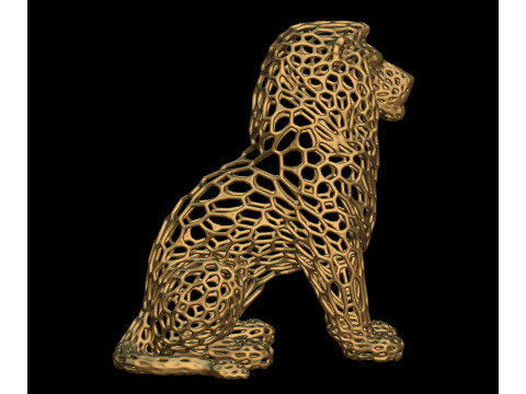 Lion Voronoi Style 3D Print Model