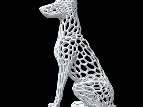 Doberman Voronoi Style 3D Print Model
