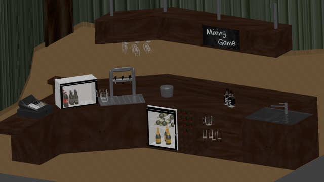 bar furniture with counter cash register etc Modèle 3D .c4d .max .obj .3ds .fbx .stl .blend 
