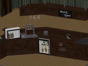 m&oacute;veis de bar com caixa registradora etc. Modelo 3D