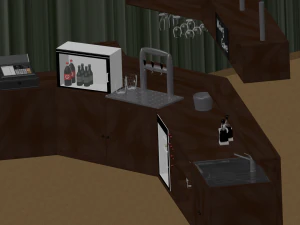 m&oacute;veis de bar com caixa registradora etc. Modelo 3D