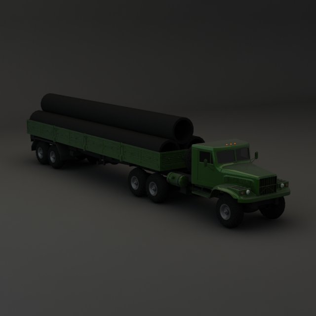 truck kraz 255 b trailer 2 3D 模型 .c4d .max .obj .3ds .fbx .stl .blend 
