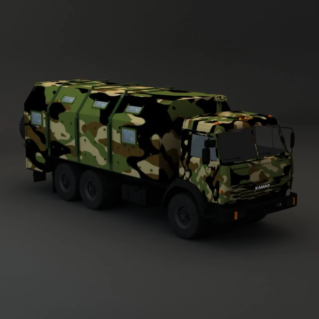 kamaz modify 6x4 army m1 3D Model .c4d .max .obj .3ds .fbx .stl .blend