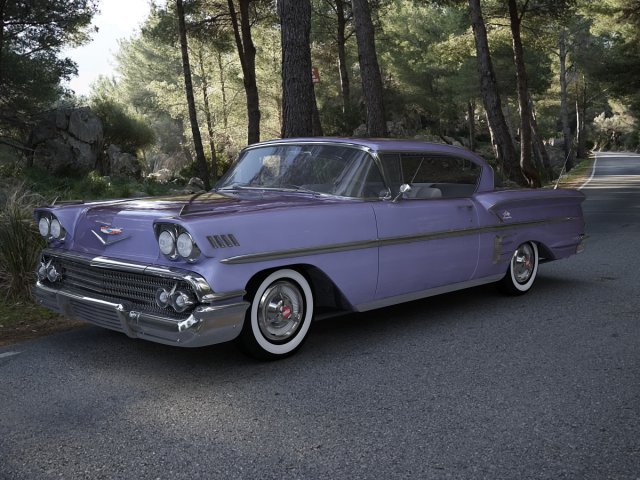 chevrolet impala sport coupe 1958 Modello 3D .c4d .max .obj .3ds .fbx .stl .blend 