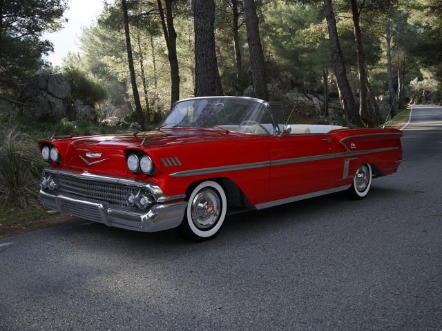 chevrolet impala convertible 1958 Model 3D .c4d .max .obj .3ds .fbx .stl .blend 