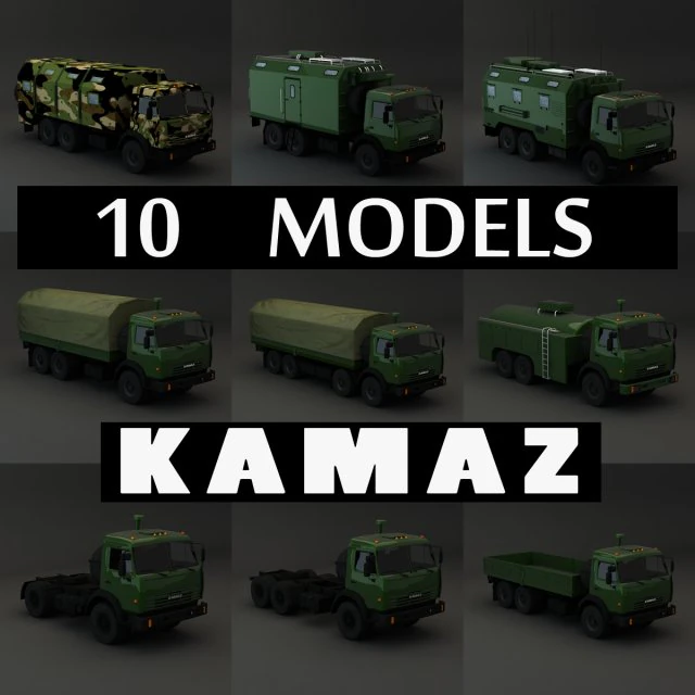 collection truck kamaz 3D Model .c4d .max .obj .3ds .fbx .stl .blend 