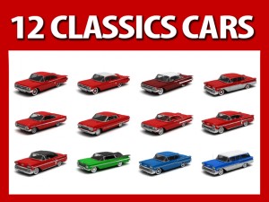 12 classics cars collection 3D Model