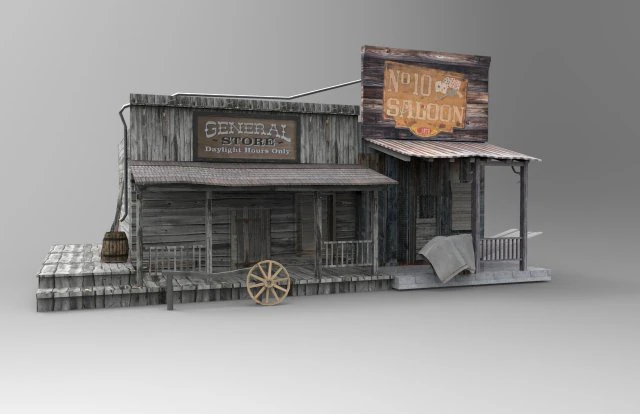 wild west houses 3D Model .c4d .max .obj .3ds .fbx .stl .blend 