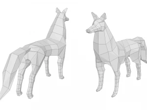 low poly wolf 3D Model