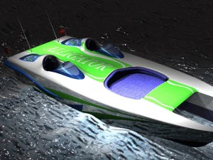 Barco de gato a motor de 10 m. Modelo 3D