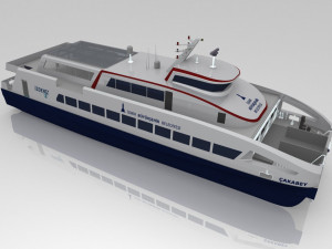 Izmir city ferry boat - with all equipments 3Dモデル
