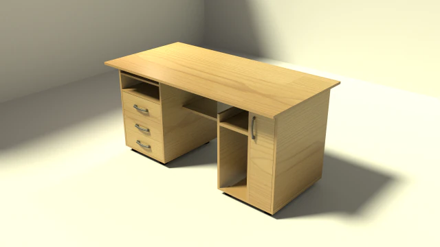 wooden desk 3D Model .c4d .max .obj .3ds .fbx .stl .blend 