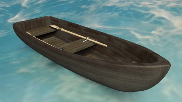 wooden boat Model 3D .c4d .max .obj .3ds .fbx .stl .blend 