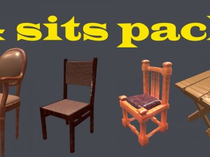 4 sits pack 3D Модель