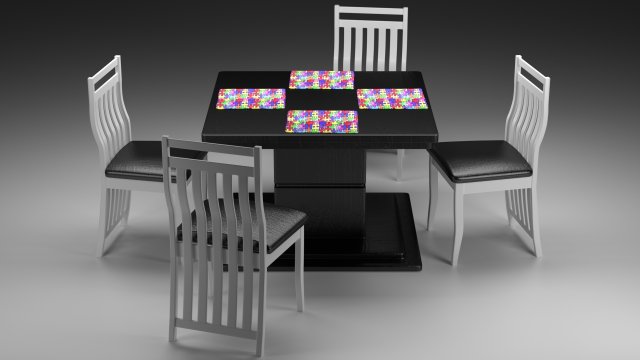 dining table with chair and napkin 3D 모델 .c4d .max .obj .3ds .fbx .stl .blend 