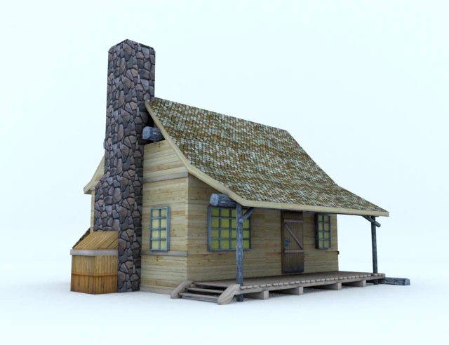 wood house 3D Model .c4d .max .obj .3ds .fbx .stl .blend 