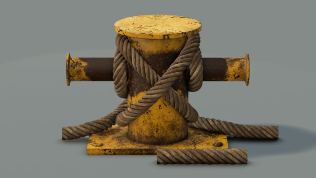 mooring sea bollard with rope knot 3 3D Model .c4d .max .obj .3ds .fbx .stl .blend 