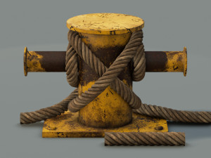 mooring sea bollard with rope knot 3 Modello 3D