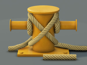 mooring sea bollard with rope knot 3 3D Model