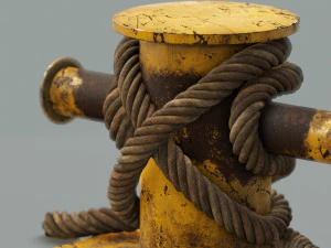 带绳结 3 的系泊海柱 3D 模型