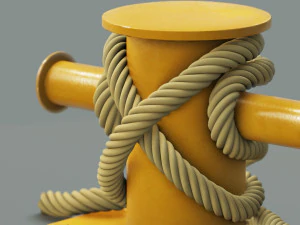 带绳结 3 的系泊海柱 3D 模型