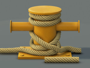 mooring sea bollard with rope knot 3 3D Model