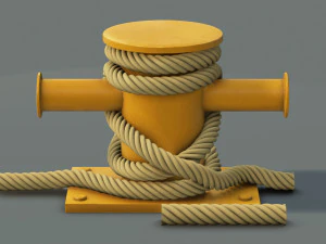 带绳结 3 的系泊海柱 3D 模型