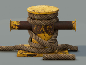 mooring sea bollard with rope knot 3 3D Model