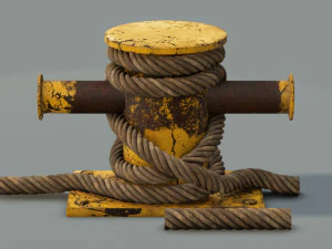 带绳结 3 的系泊海柱 3D 模型