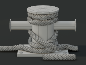 mooring sea bollard with rope knot 3 3D Model