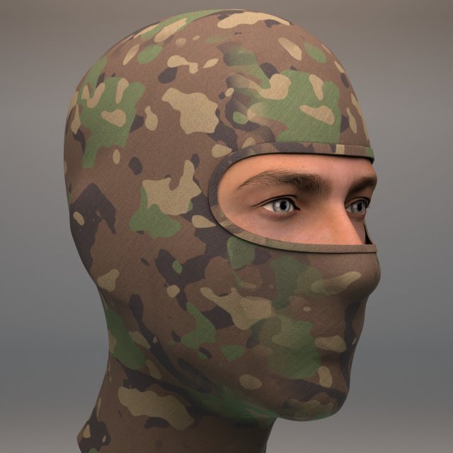 military balaclava mask woodland 3D Модель .c4d .max .obj .3ds .fbx .stl .blend 