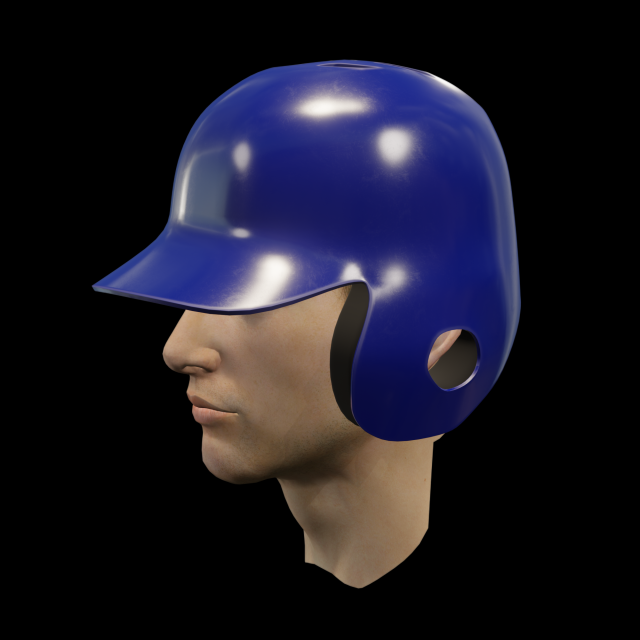 baseball batting helmet with one ear protect Model 3D .c4d .max .obj .3ds .fbx .stl .blend 