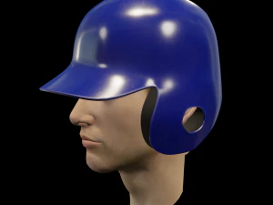 baseball batting helmet with one ear protect 3D Model