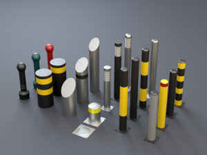 urban street bollards 3d set 3D Model
