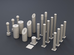 urban street bollards 3d set 3D 모델