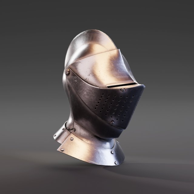 medieval knight armet helmet with visor Model 3D .c4d .max .obj .3ds .fbx .stl .blend 
