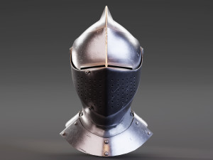 medieval knight armet helmet with visor Model 3D