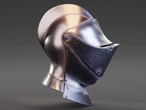 medieval knight armet helmet with visor Model 3D
